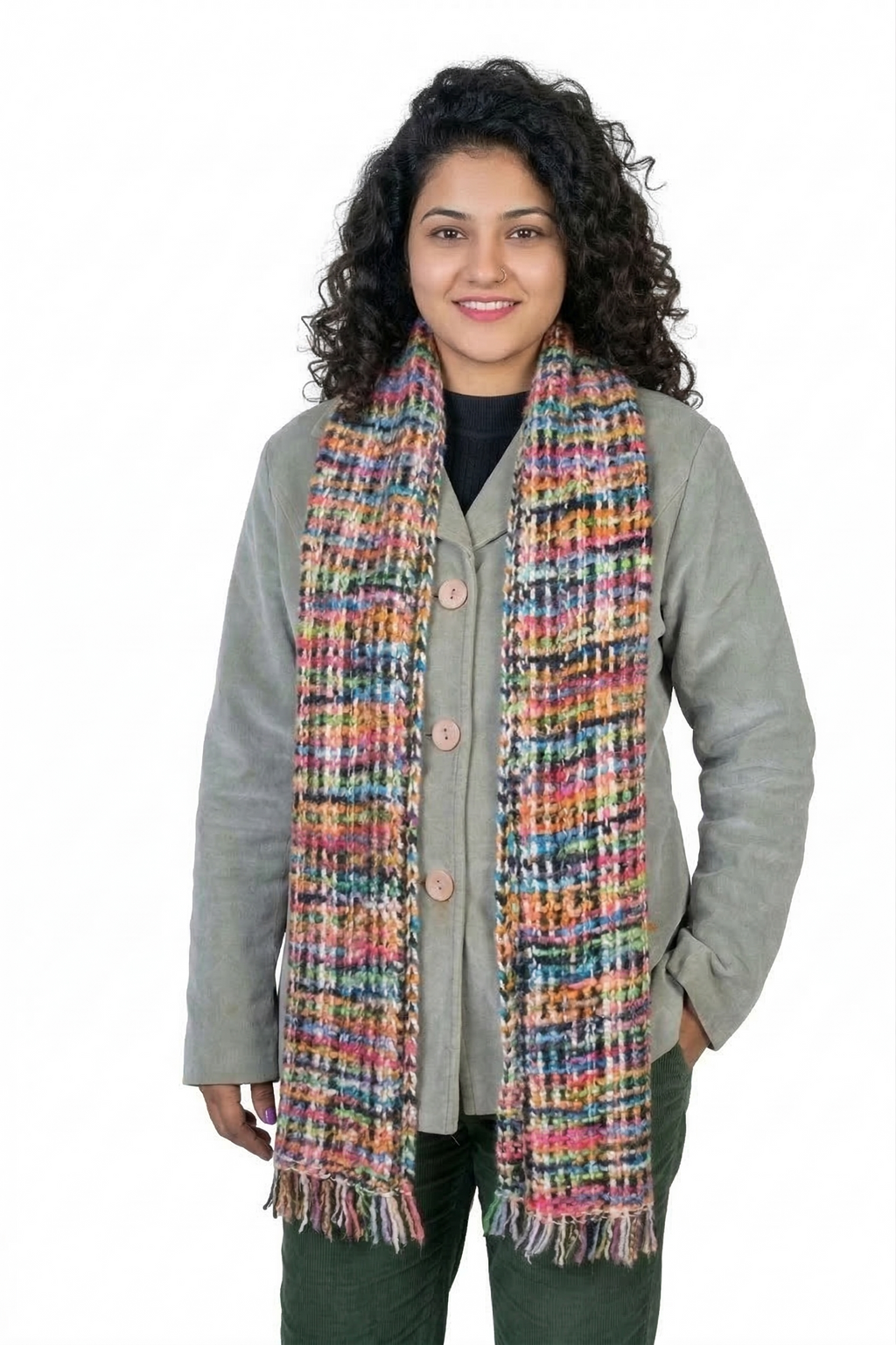 Women | Knitted Woolen Muffler | assorted multicoloured & textured pattern