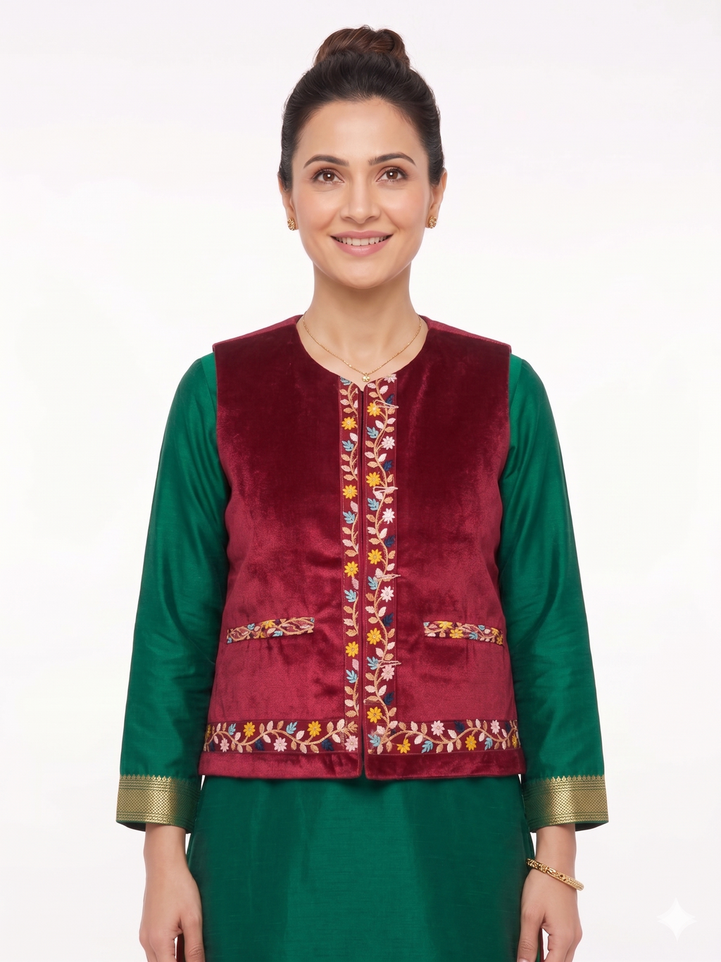 Women | All-weather Velvet Sadri | Vest-Jacket | laced/ embroidered