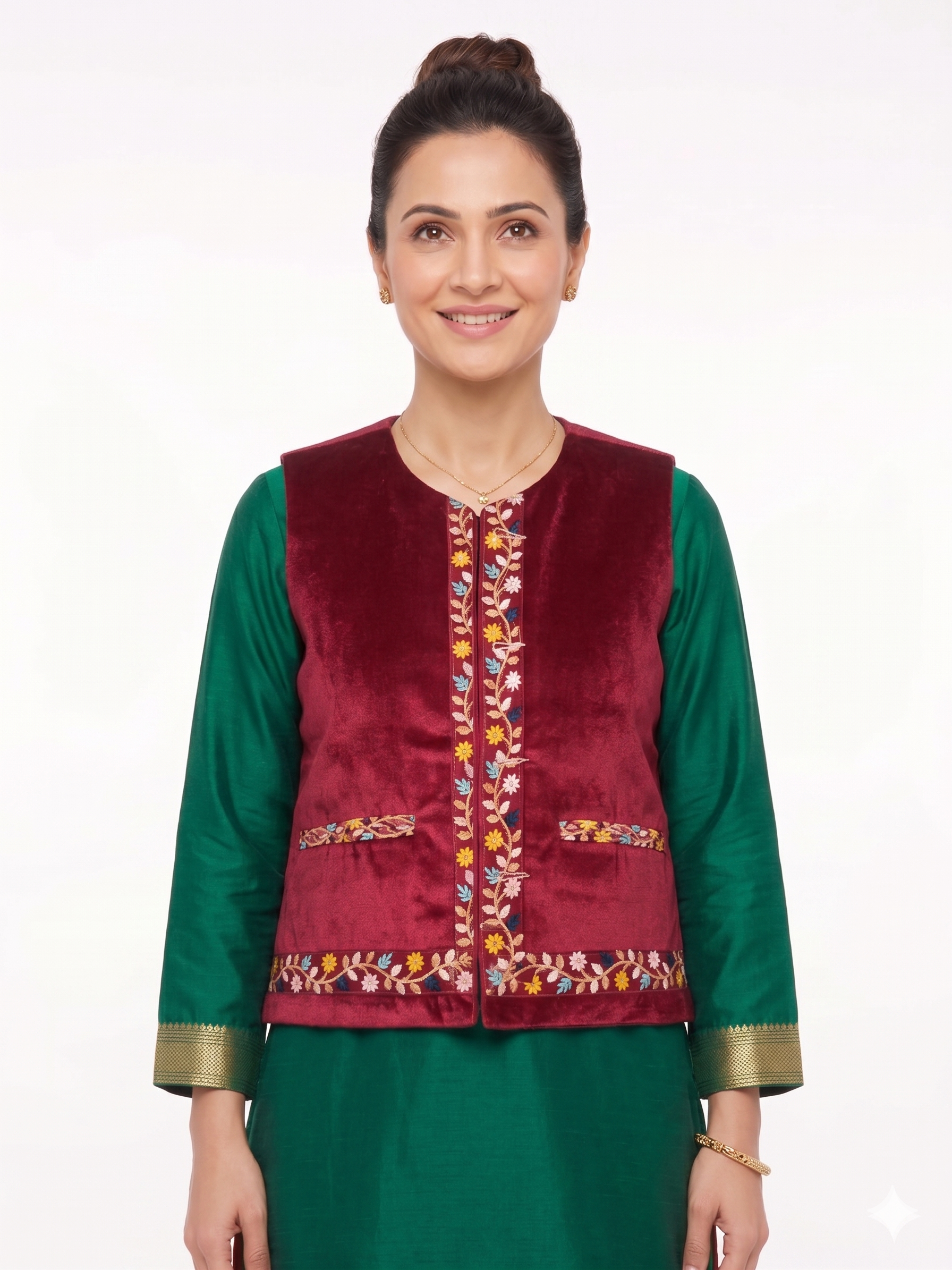 Women | All-weather Velvet Sadri | Vest-Jacket | laced/ embroidered