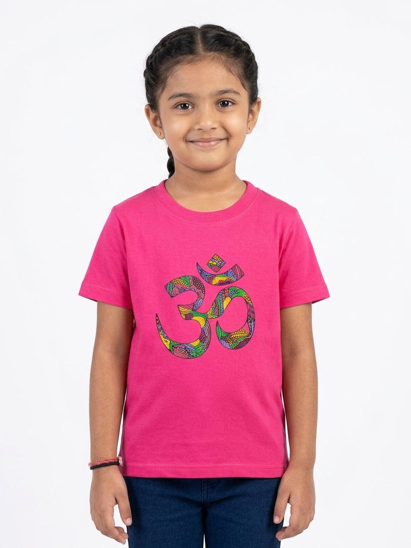 Kids | 'Multicolored Om' Cotton T-Shirt | round neck | intricate graphics