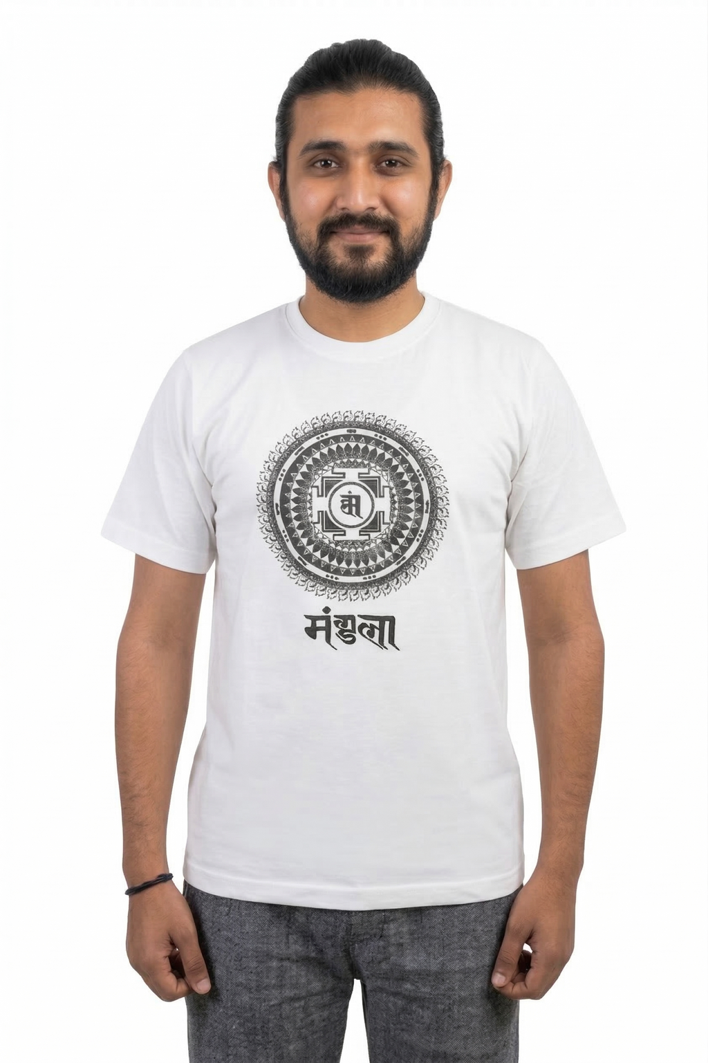 Unisex | 'Mandala' Cotton Yoga T-Shirt | half sleeve | round neck | stretchable loose fit