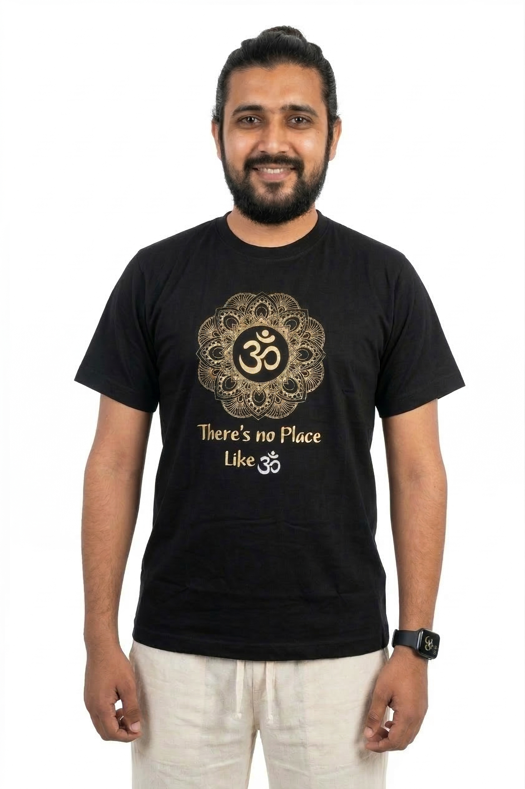 Unisex | 'Om' Cotton Yoga T-Shirt | half sleeve | round neck | stretchable loose fit