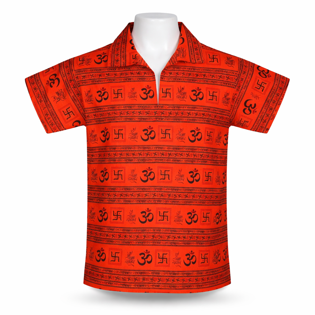 Kids | 'Om' printed Cotton Kurta | half sleeve | religious motifs