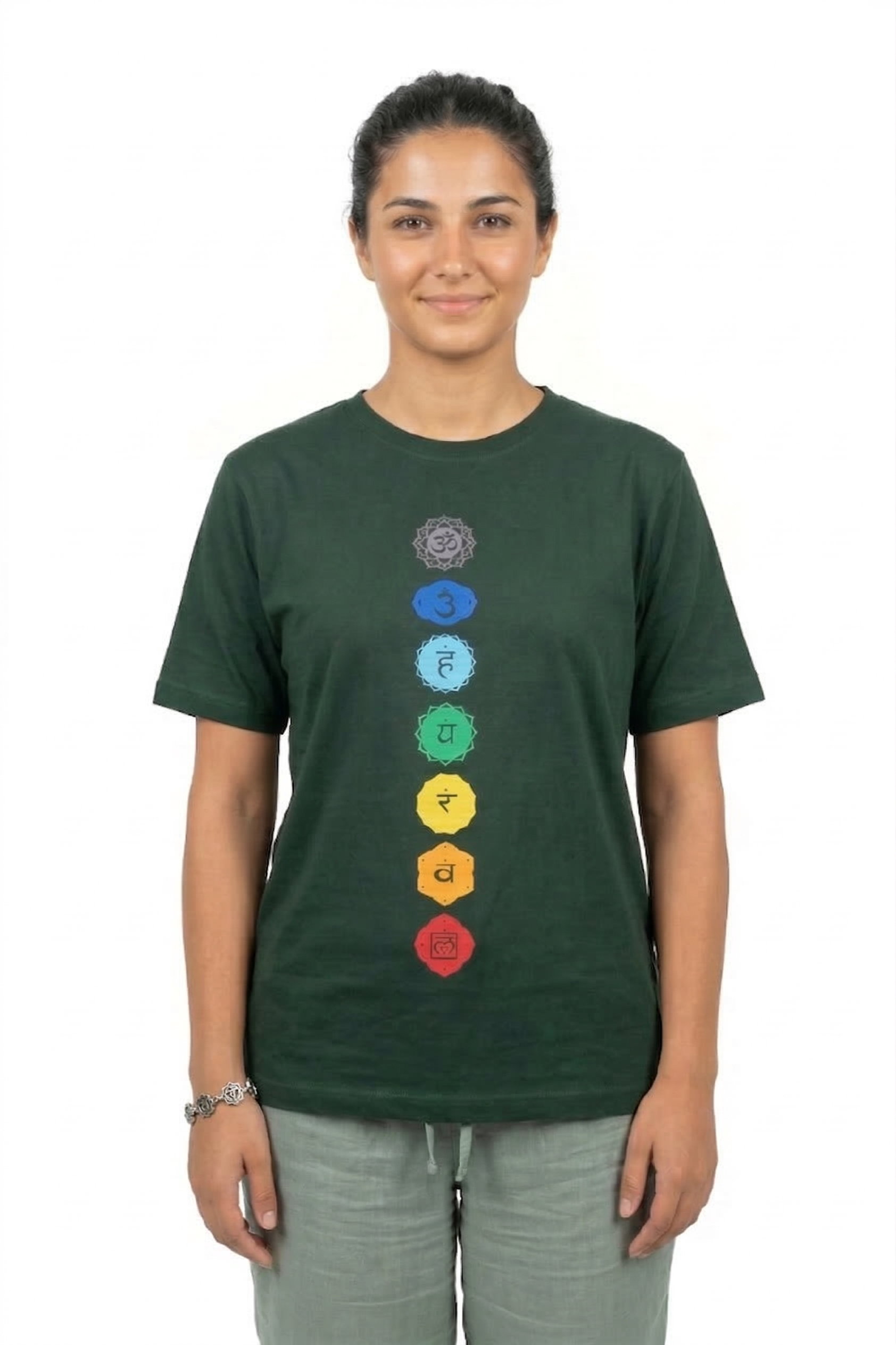 Unisex | '7-Chakra' Cotton Yoga T-Shirt | half sleeve | round neck | stretchable loose fit