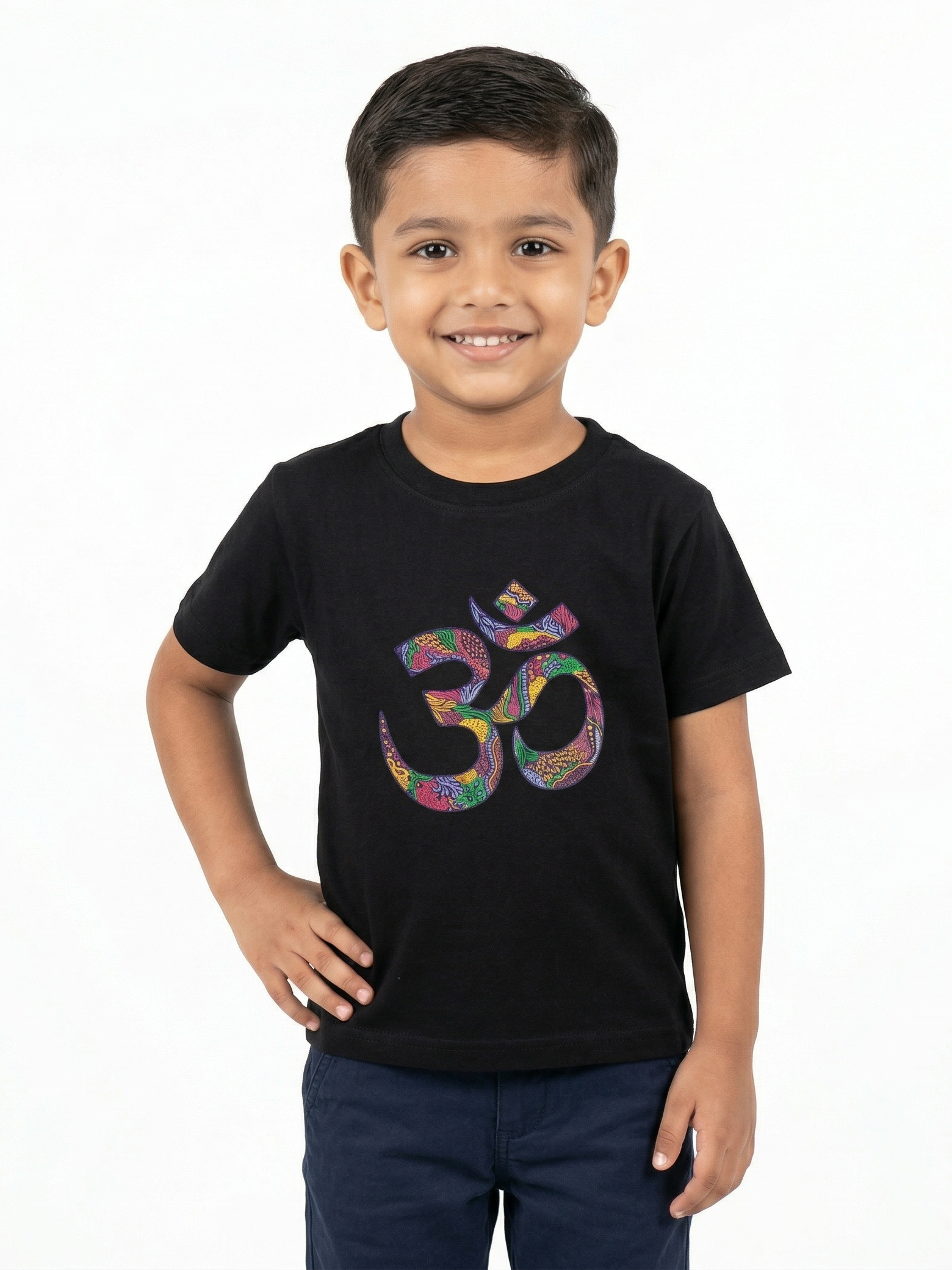 Kids | 'Multicolored Om' Cotton T-Shirt | round neck | intricate graphics
