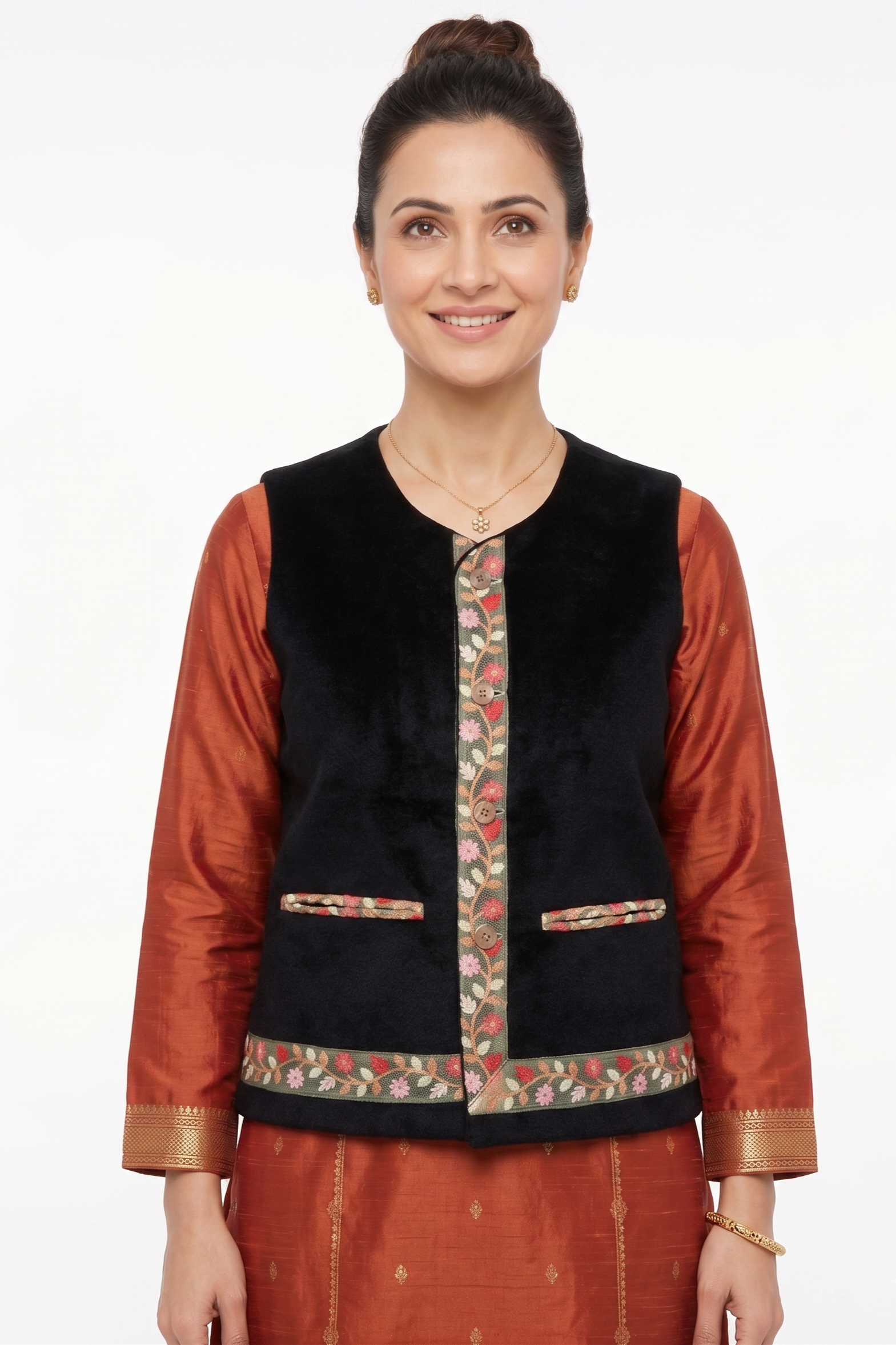Women | All-weather Velvet Sadri | Vest-Jacket | laced/ embroidered