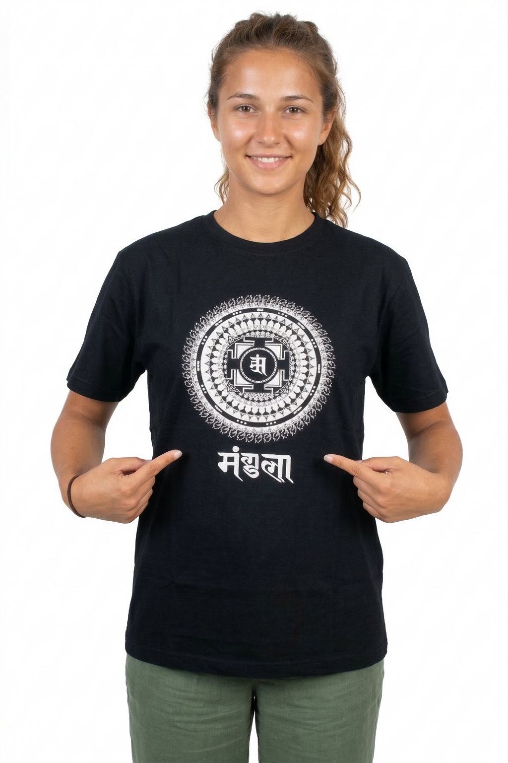 Unisex | 'Mandala' Cotton Yoga T-Shirt | half sleeve | round neck | stretchable loose fit