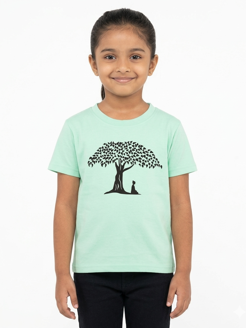Kids | 'Buddha Tree' Cotton T-Shirt | round neck | intricate graphics