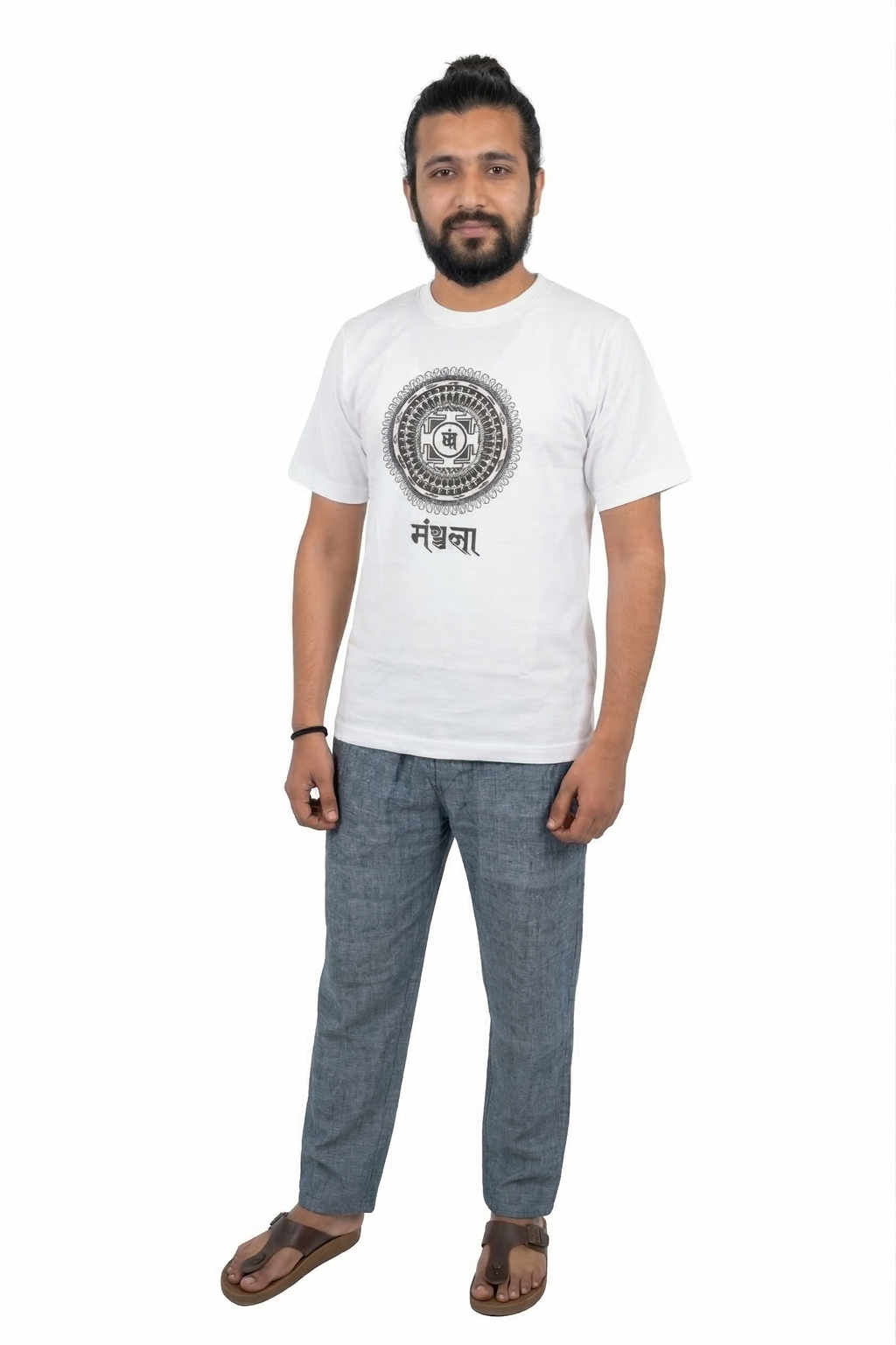 Unisex | 'Mandala' Cotton Yoga T-Shirt | half sleeve | round neck | stretchable loose fit