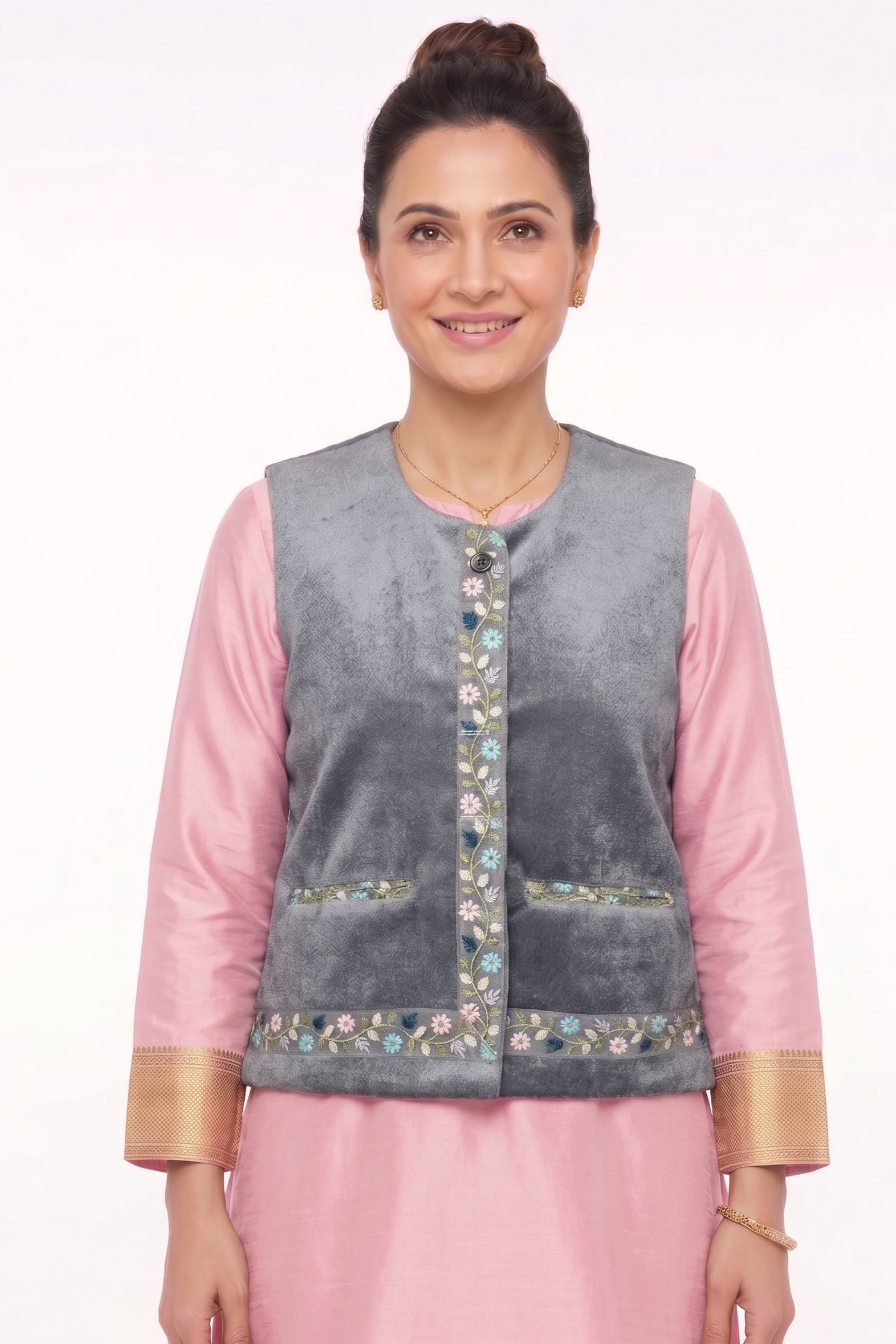Women | All-weather Velvet Sadri | Vest-Jacket | laced/ embroidered