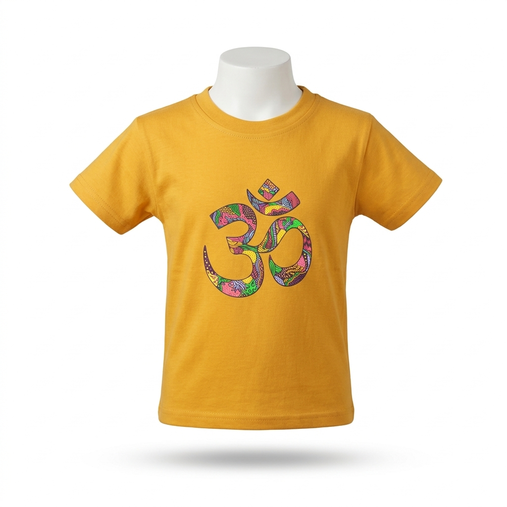 Kids | 'Multicolored Om' Cotton T-Shirt | round neck | intricate graphics