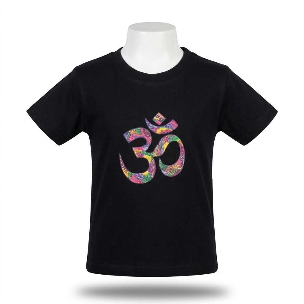 Kids | 'Multicolored Om' Cotton T-Shirt | round neck | intricate graphics
