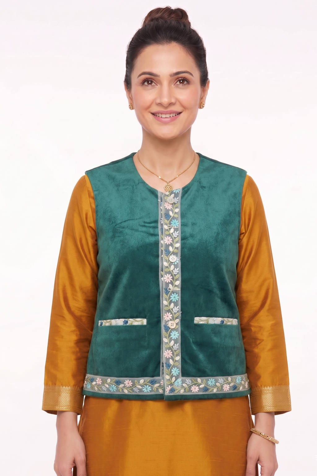 Women | All-weather Velvet Sadri | Vest-Jacket | laced/ embroidered