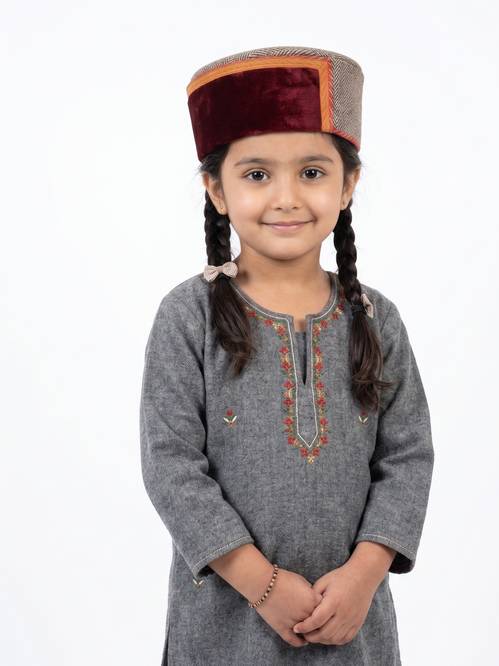 Traditional Woolen Himachali Topi / Cap- MAROON RED | Kullu style | handcrafted