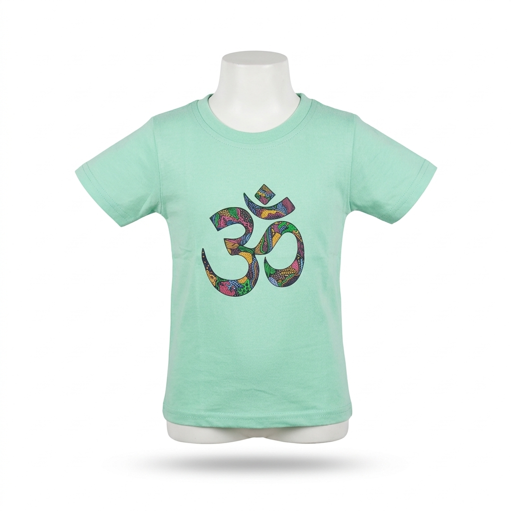 Kids | 'Multicolored Om' Cotton T-Shirt | round neck | intricate graphics