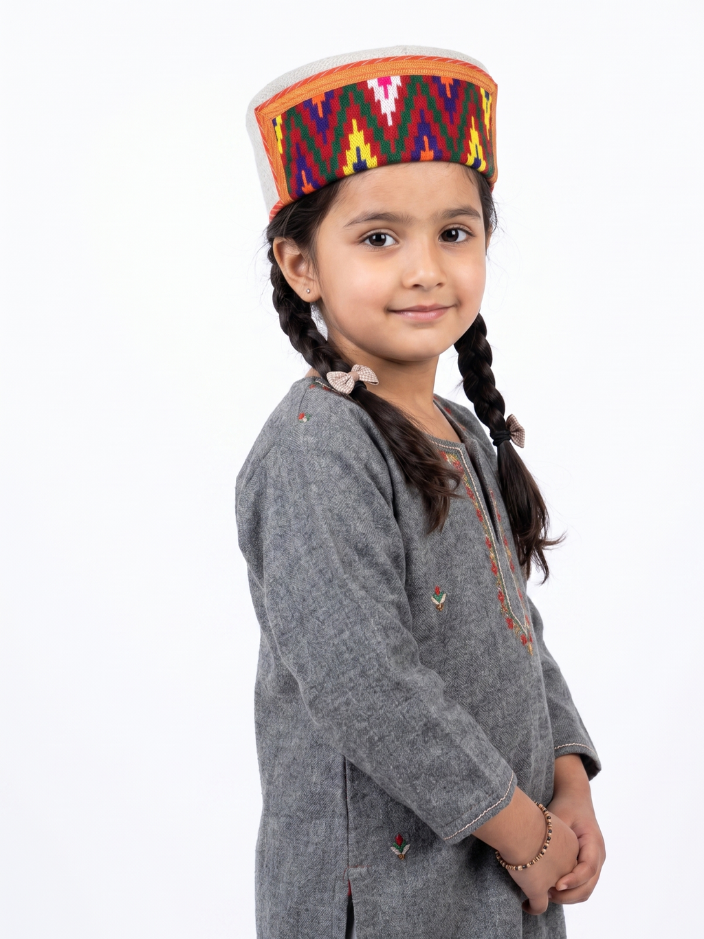 Traditional Himachali Woolen Topi / Cap- KULLU LEHARI | handcrafted | intricately woven band
