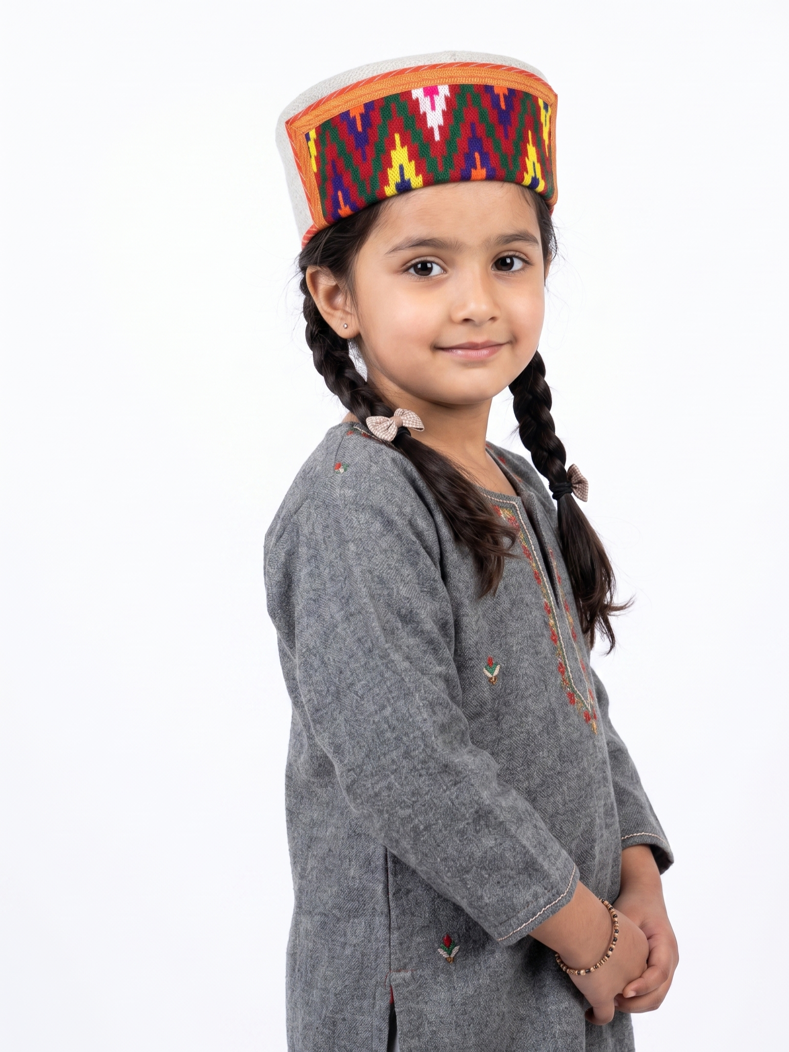 Traditional Himachali Woolen Topi / Cap- KULLU LEHARI | handcrafted | intricately woven band