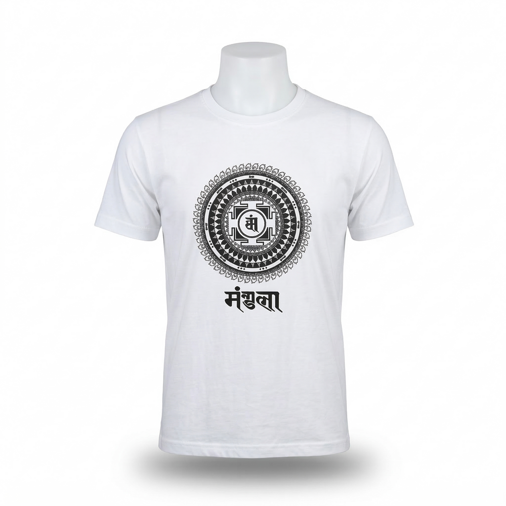 Unisex | 'Mandala' Cotton Yoga T-Shirt | half sleeve | round neck | stretchable loose fit