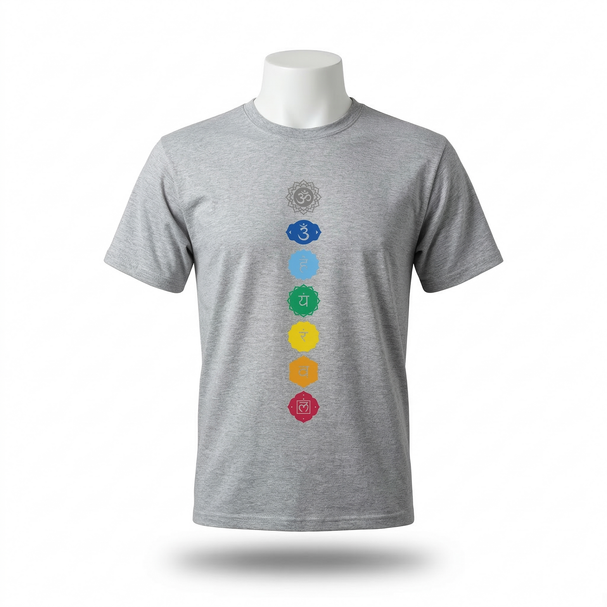 Unisex | '7-Chakra' Cotton Yoga T-Shirt | half sleeve | round neck | stretchable loose fit