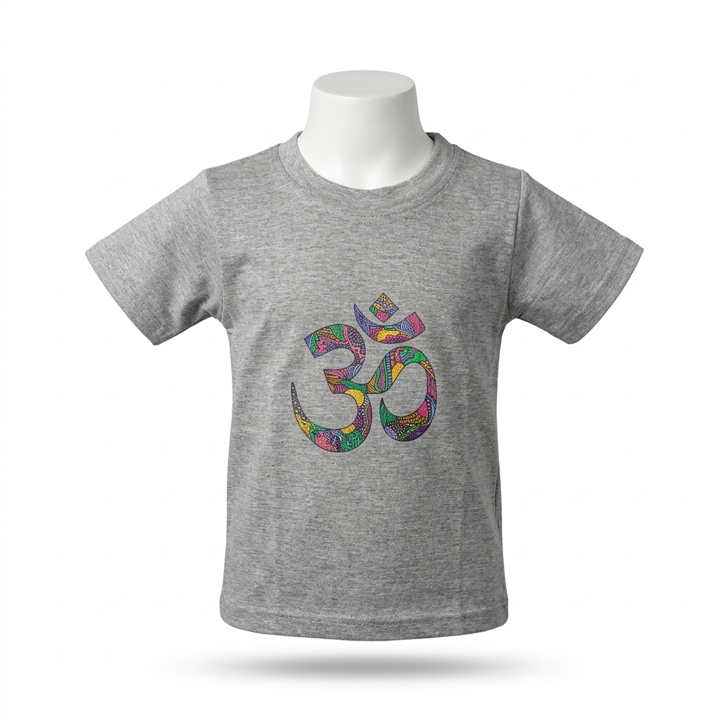 Kids | 'Multicolored Om' Cotton T-Shirt | round neck | intricate graphics