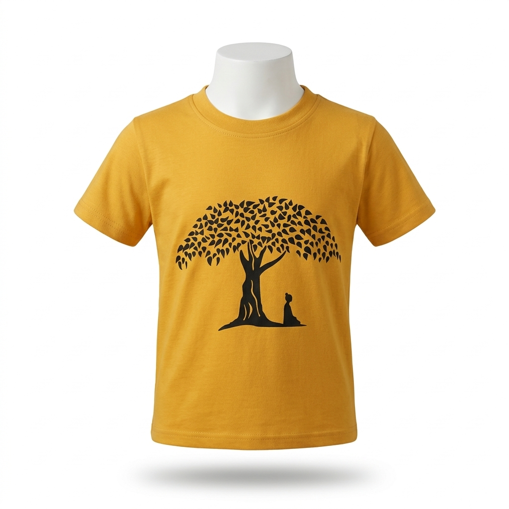 Kids | 'Buddha Tree' Cotton T-Shirt | round neck | intricate graphics