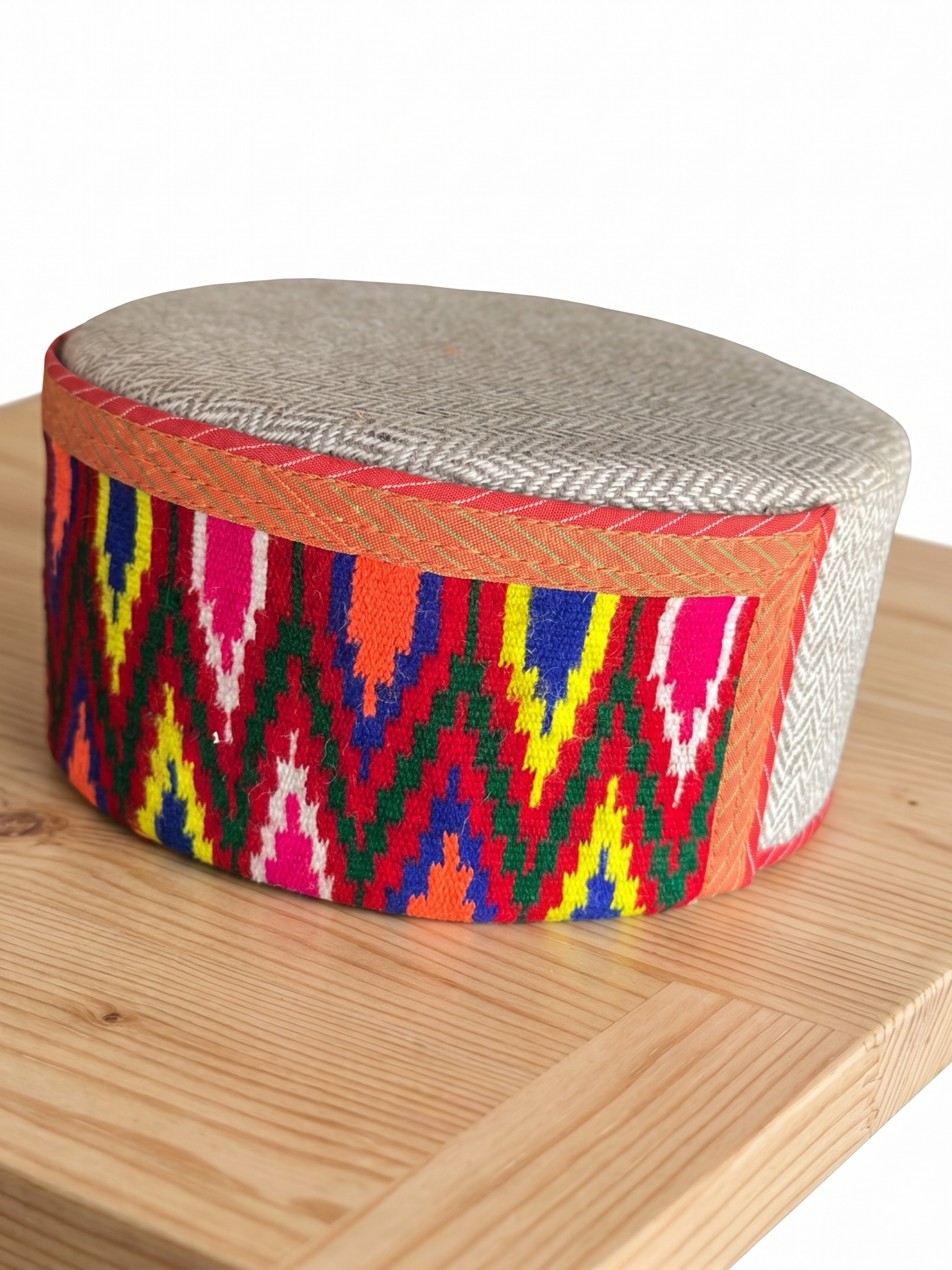 Traditional Himachali Woolen Topi / Cap- KULLU LEHARI | handcrafted | intricately woven band