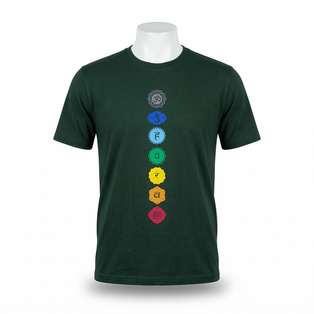 Unisex | '7-Chakra' Cotton Yoga T-Shirt | half sleeve | round neck | stretchable loose fit