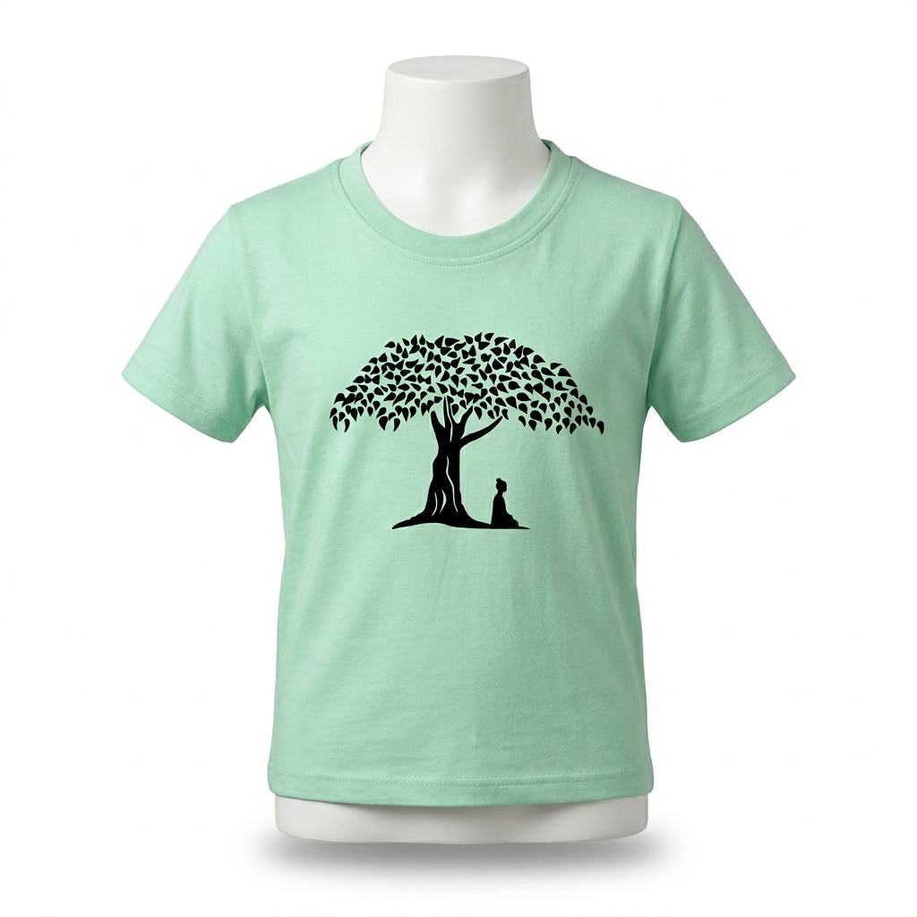 Kids | 'Buddha Tree' Cotton T-Shirt | round neck | intricate graphics