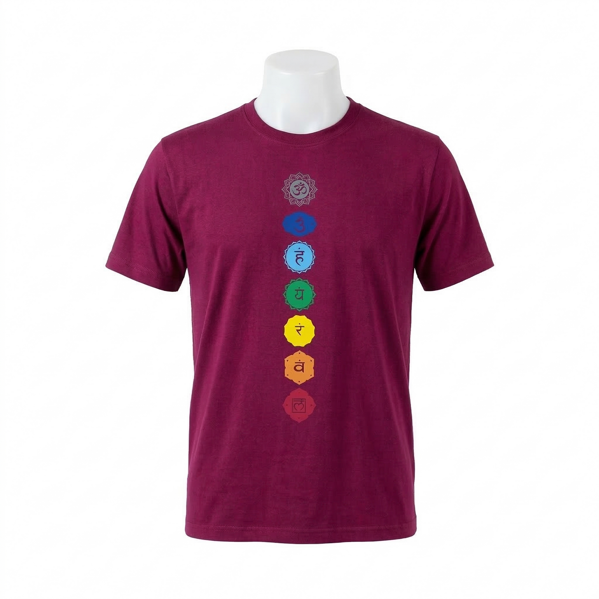 Unisex | '7-Chakra' Cotton Yoga T-Shirt | half sleeve | round neck | stretchable loose fit