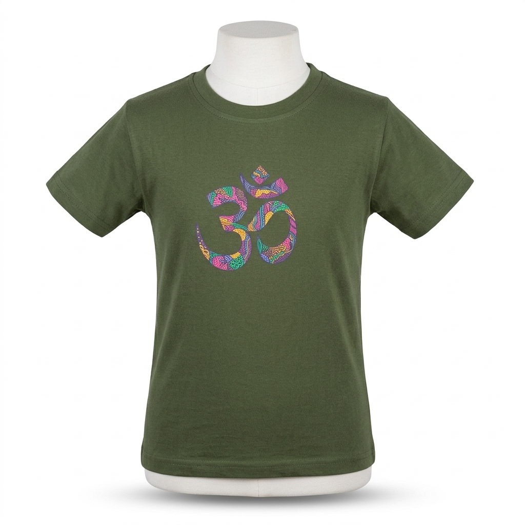 Kids | 'Multicolored Om' Cotton T-Shirt | round neck | intricate graphics
