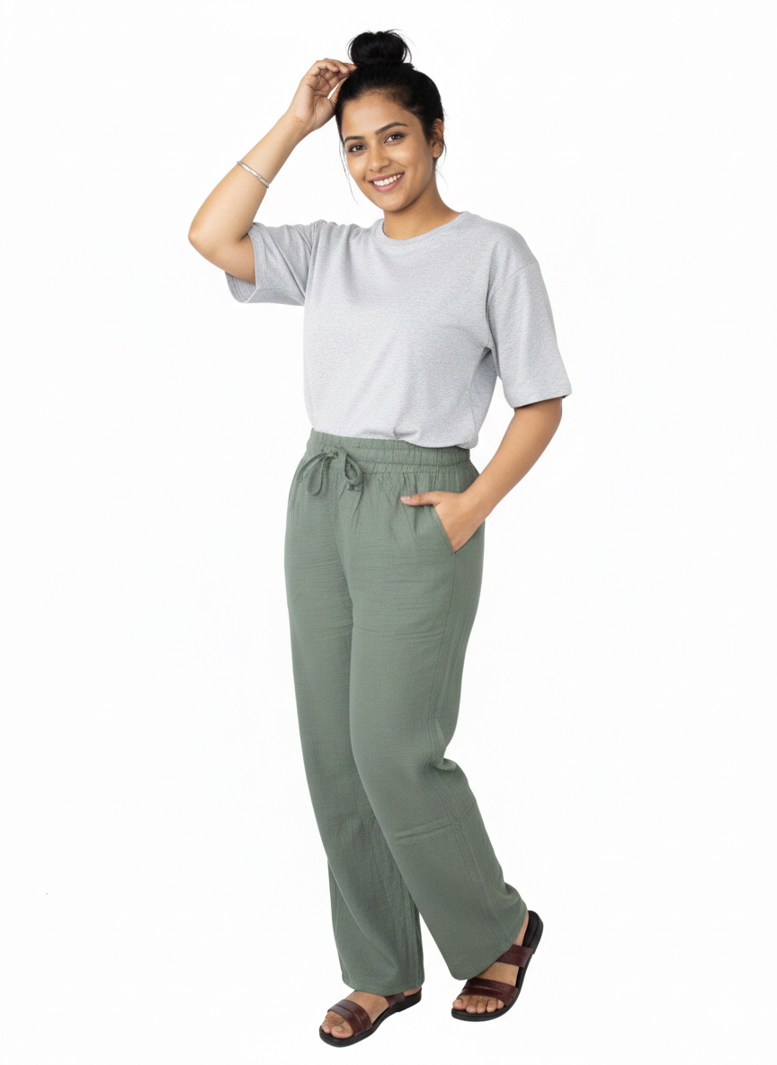 Women | Dosuti Cotton Wide-legged Pant | high-waisted | solid colour