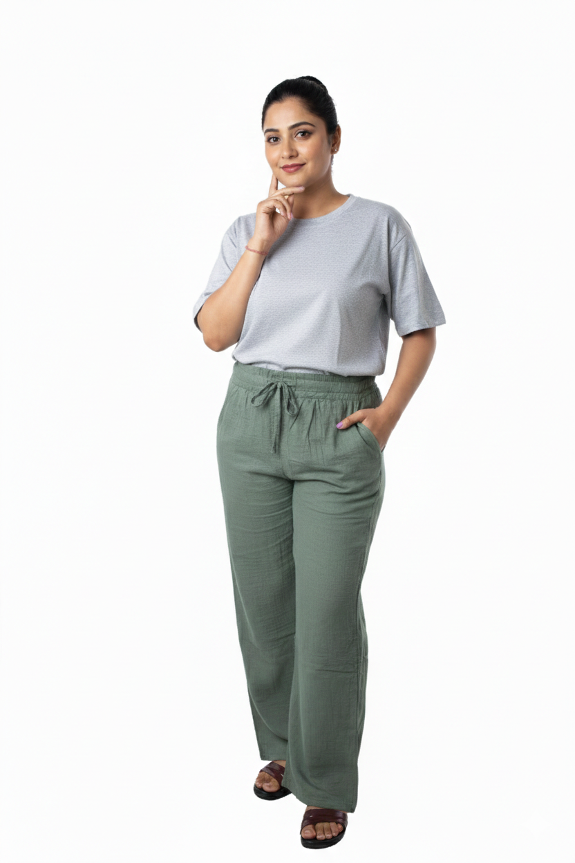 Women | Dosuti Cotton Wide-legged Pant | high-waisted | solid colour