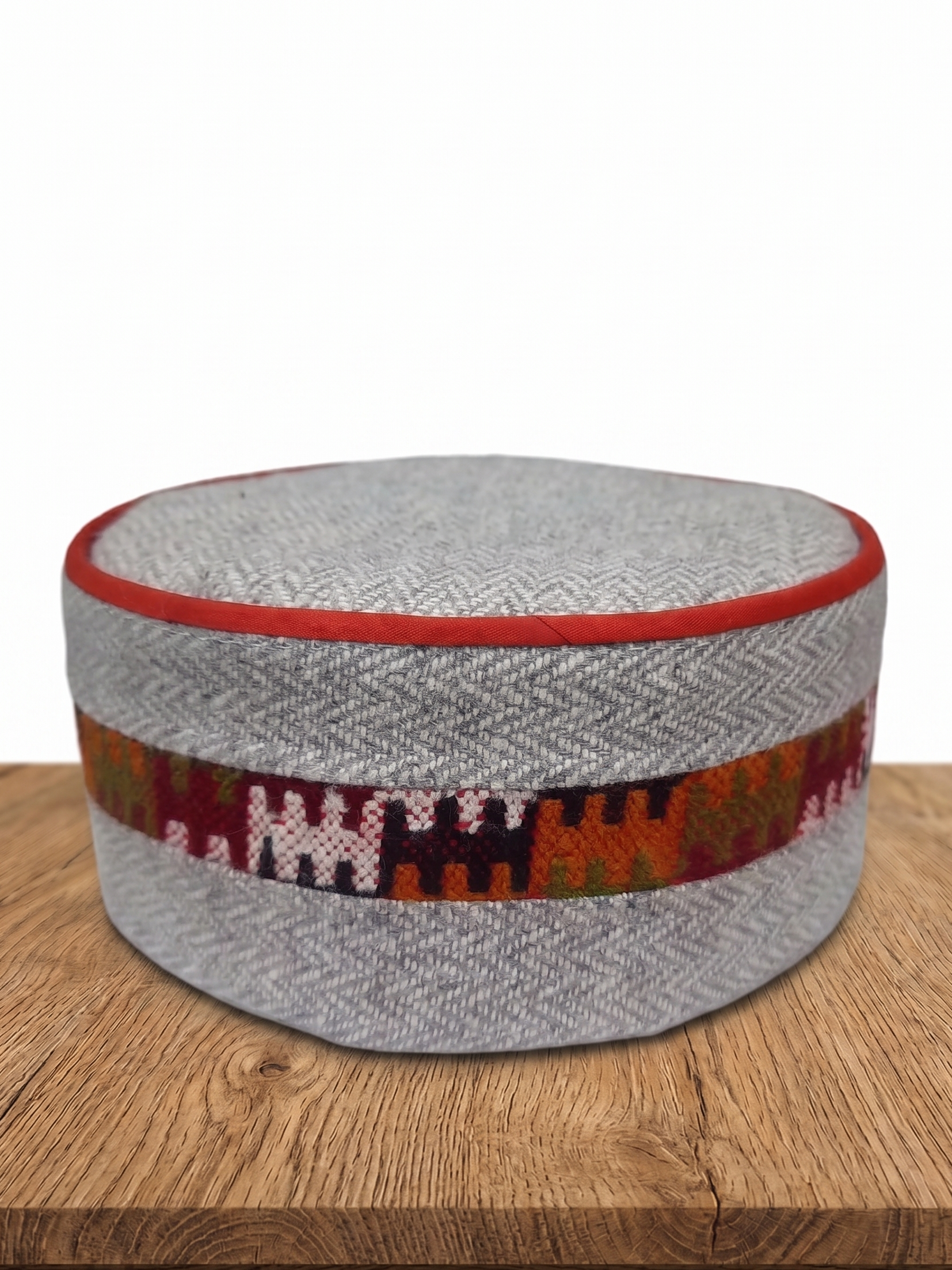 Traditional Himachali Woolen Topi / Cap- MALANA KINGRI (GREY) | handcrafted | intricately woven motif
