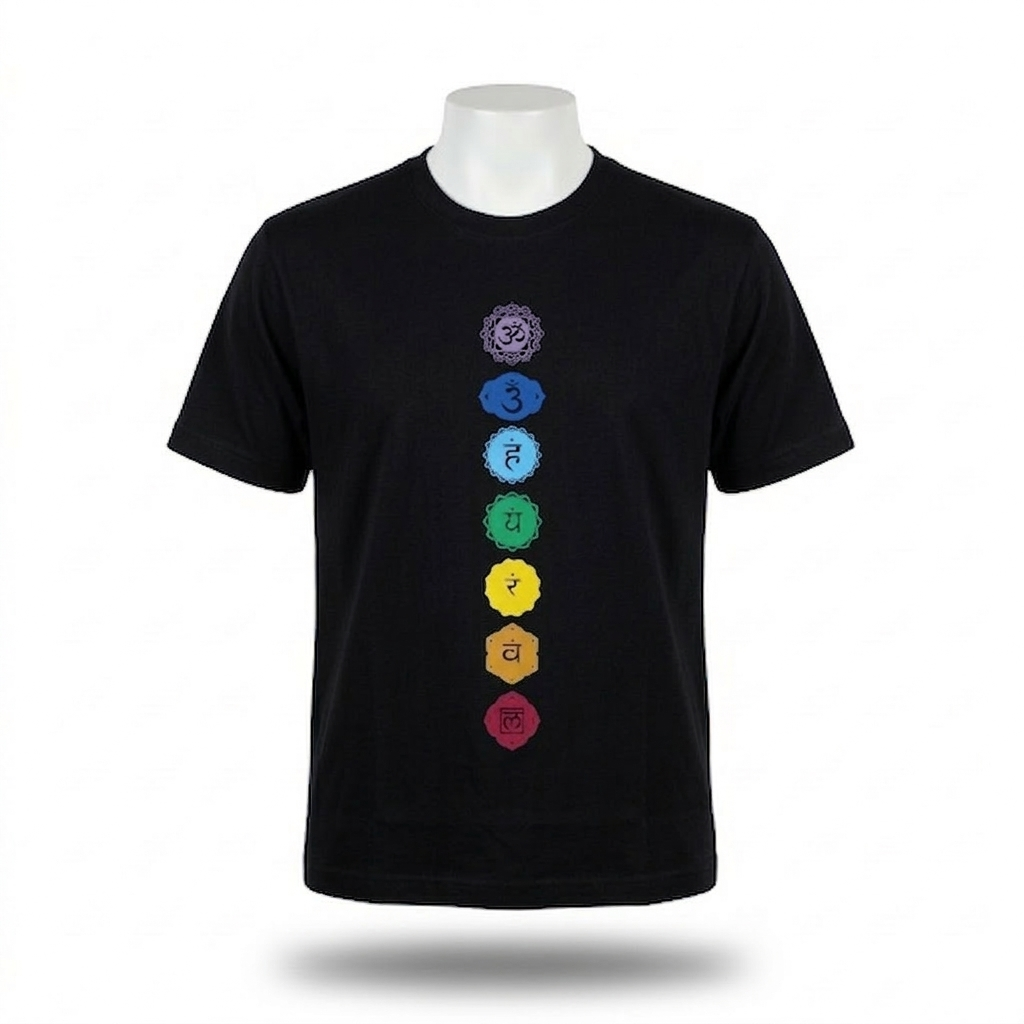 Unisex | '7-Chakra' Cotton Yoga T-Shirt | half sleeve | round neck | stretchable loose fit