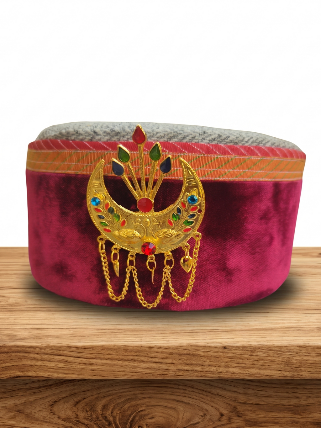 Traditional Woolen Himachali Topi / Cap- MAROON RED | Kullu style | handcrafted