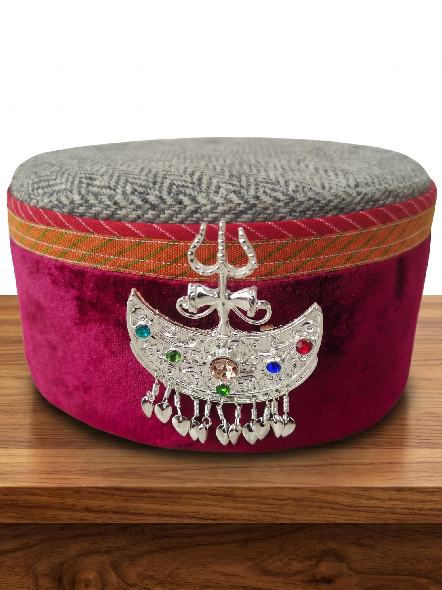 Traditional Woolen Himachali Topi / Cap- MAROON RED | Kullu style | handcrafted