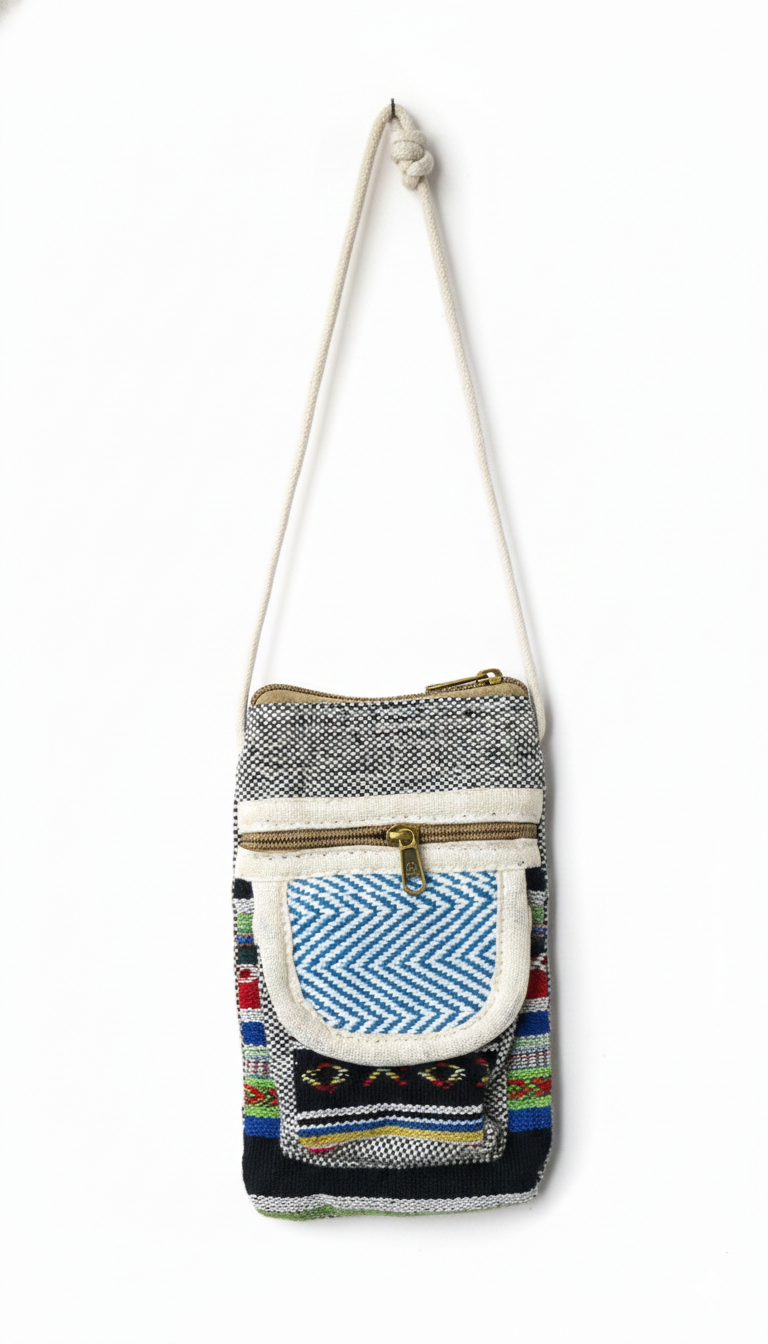 Cotton Mobile Flap Sling Bag | assorted multicoloured & Textured pattern | women