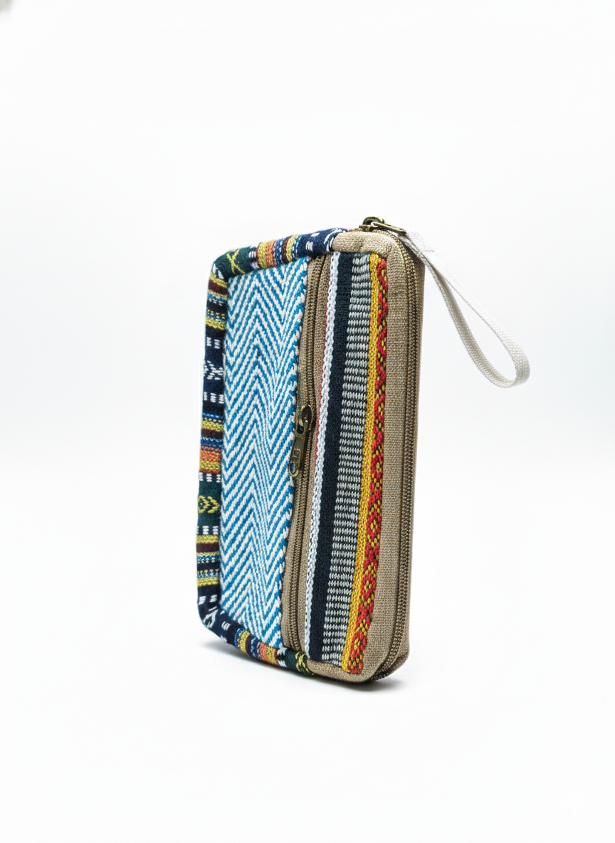 Cotton Rectangular Wallet | assorted multicoloured & Textured pattern | women