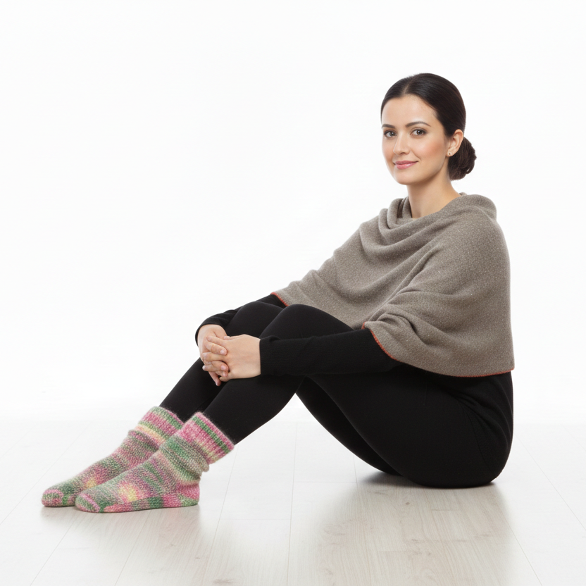 Unisex | Hand-knitted Woolen Socks| UK 4~7 | crew length | assorted multicoloured & textured pattern