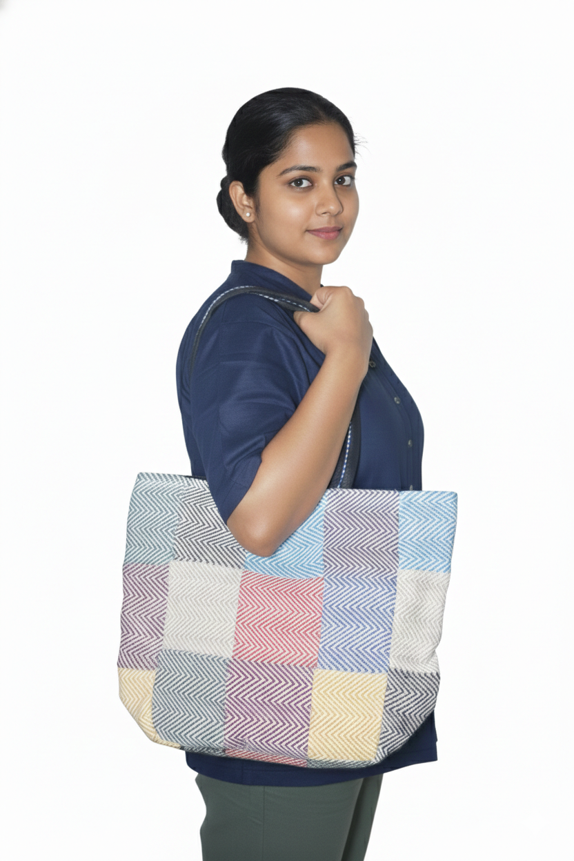 Cotton Tote Bag / Shopping Bag | assorted multicoloured & textured pattern | women