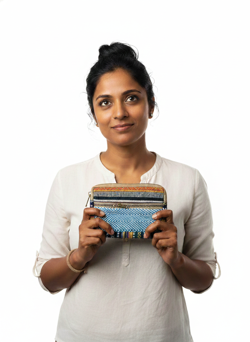 Cotton Rectangular Wallet | assorted multicoloured & Textured pattern | women