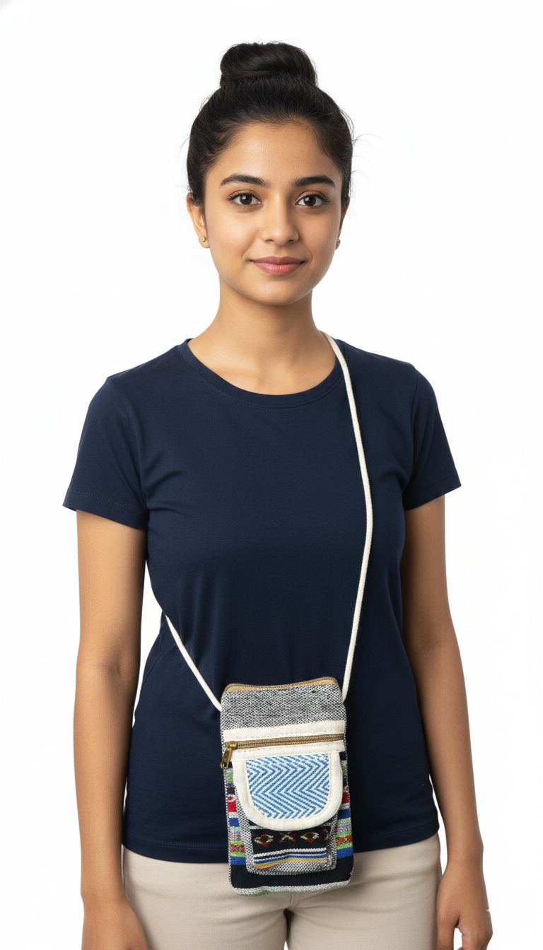 Cotton Mobile Flap Sling Bag | assorted multicoloured & Textured pattern | women