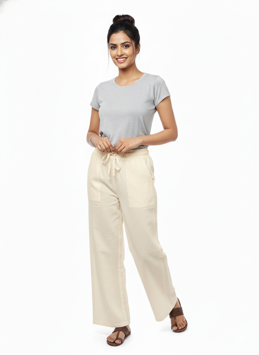 Women | Dosuti Cotton Wide-legged Pant | high-waisted | solid colour