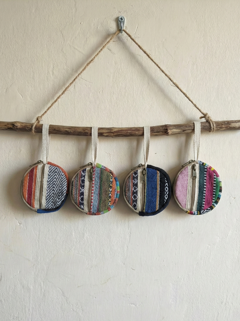 Cotton Round Wallet/ Pouch | assorted multicoloured & Textured pattern | women