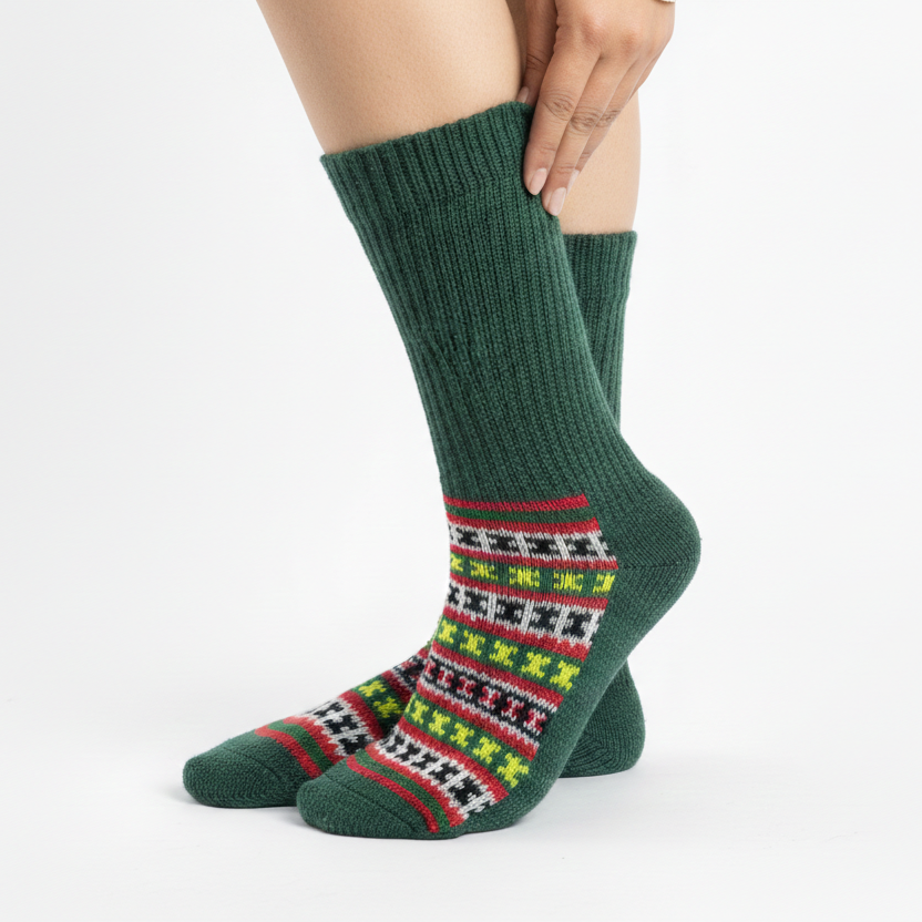 Unisex | Traditional Kullu Pattern Nylon Socks| UK 4~7 | crew length | assorted multicoloured & textured