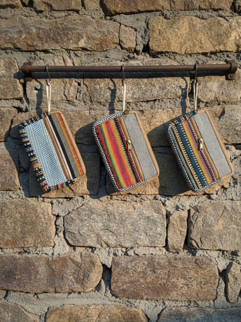 Cotton Rectangular Wallet | assorted multicoloured & Textured pattern | women