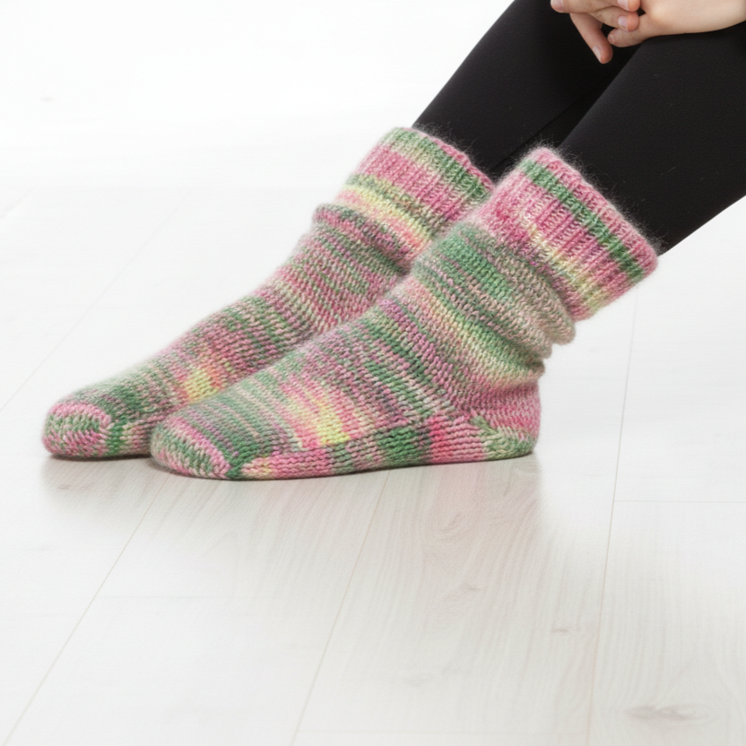 Unisex | Hand-knitted Woolen Socks| UK 4~7 | crew length | assorted multicoloured & textured pattern