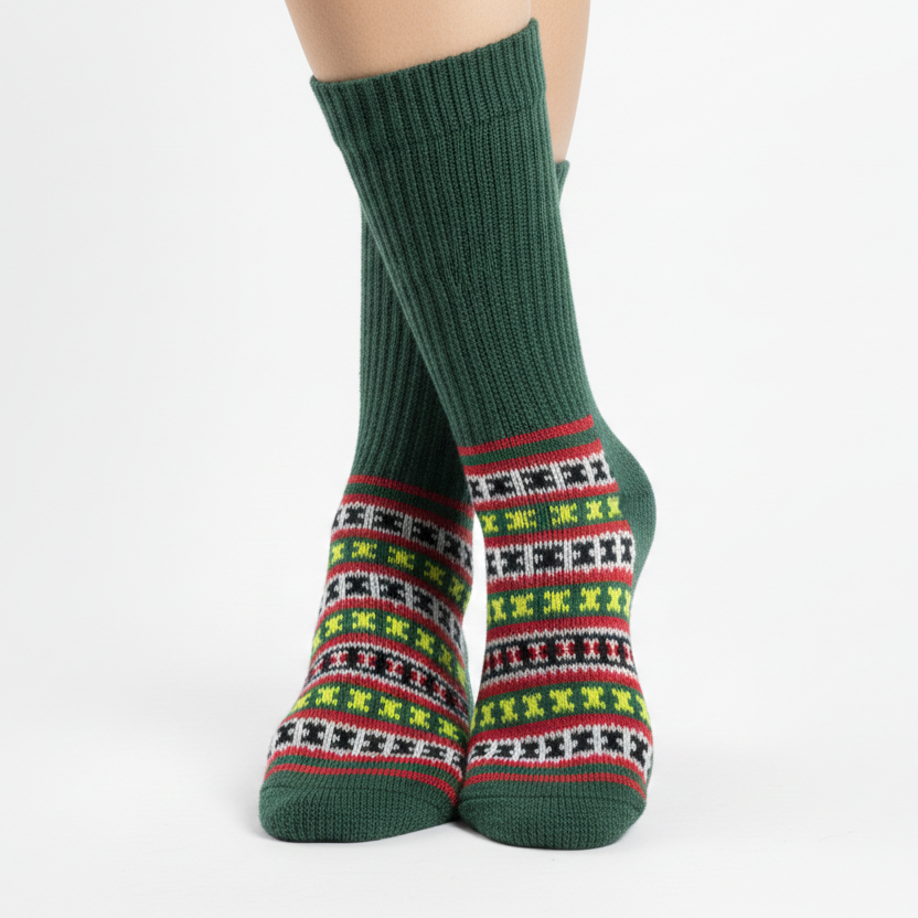 Unisex | Traditional Kullu Pattern Nylon Socks| UK 4~7 | crew length | assorted multicoloured & textured