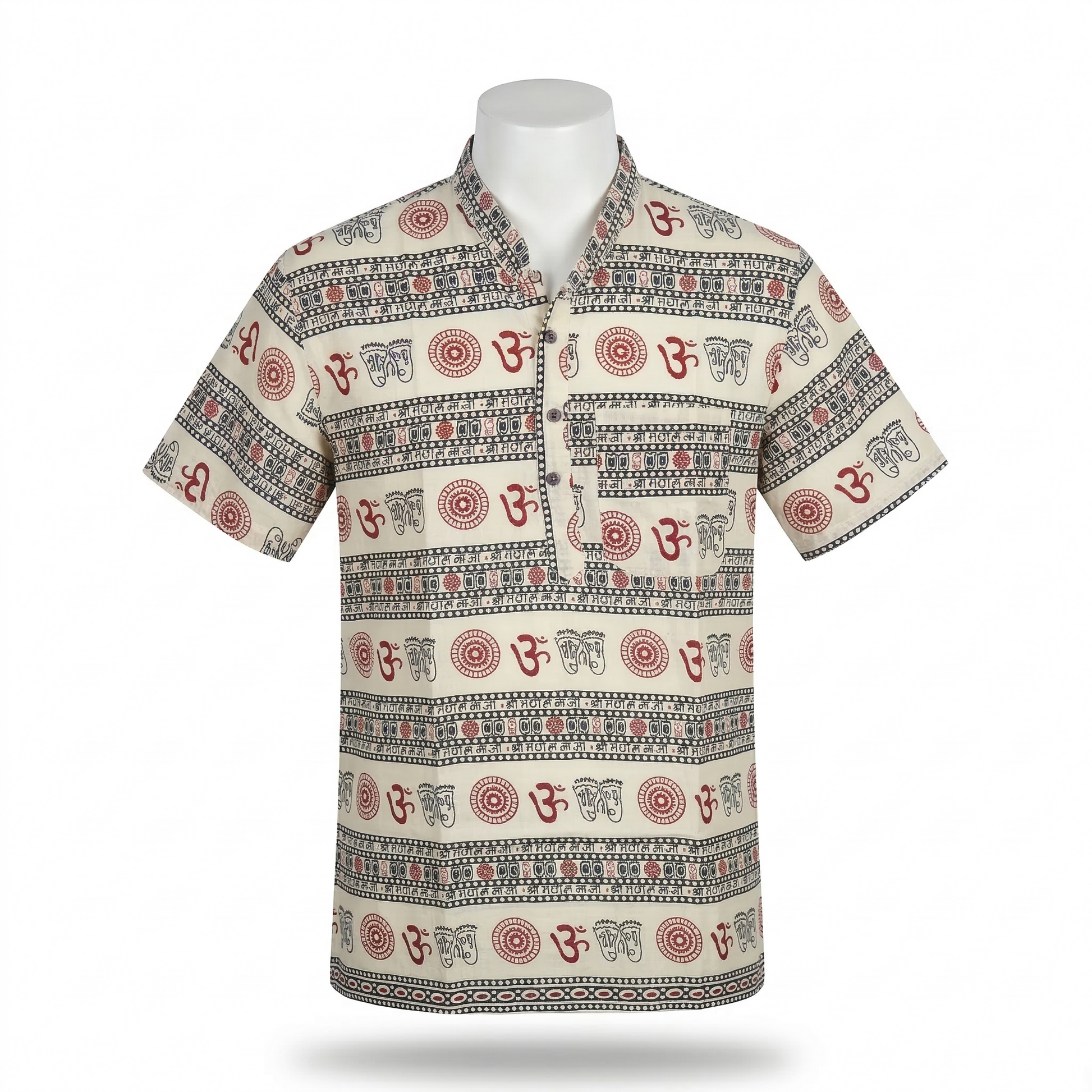 Unisex | 'Om' printed Cotton Short Kurta | half sleeve | waist length | religious motifs