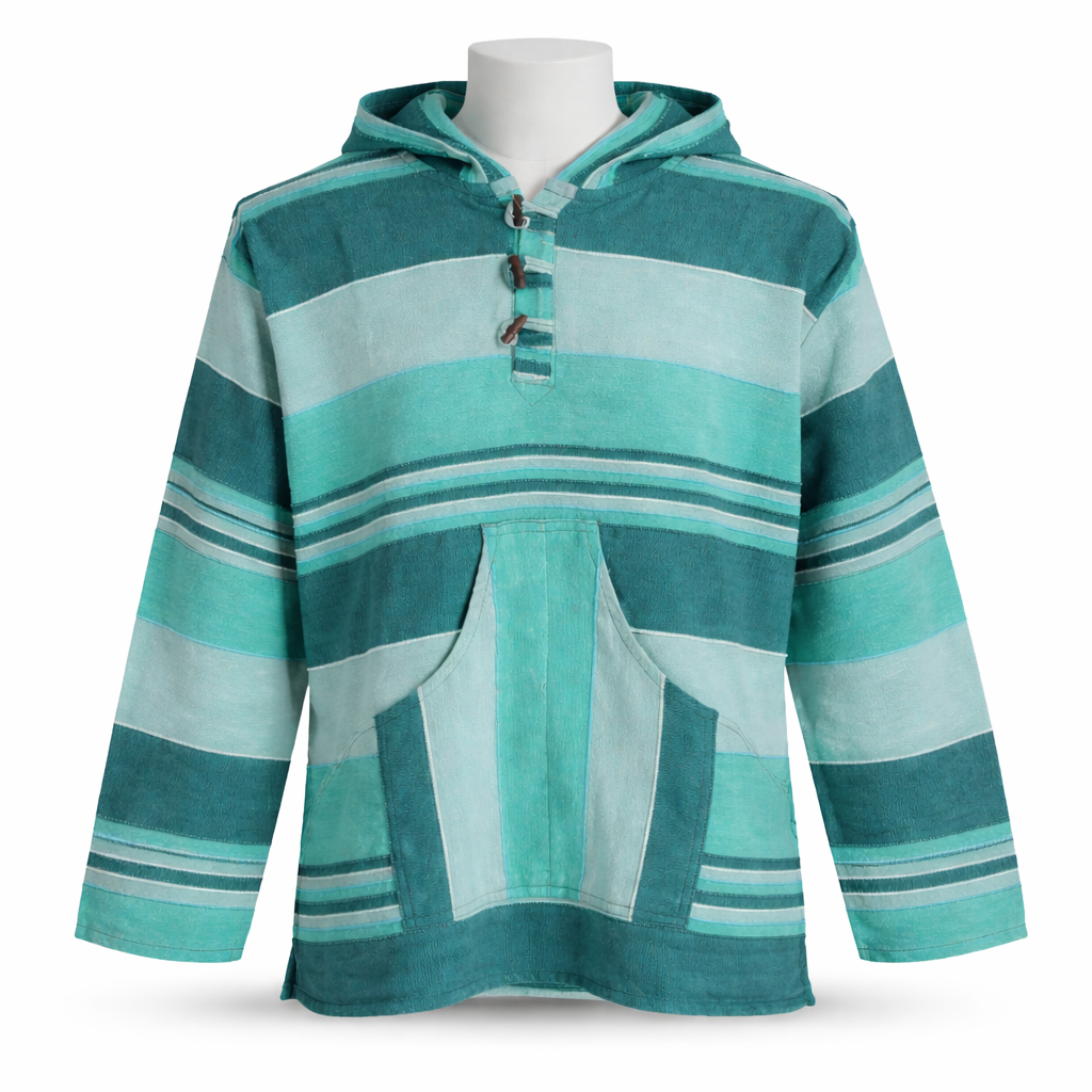 Unisex | Striped Cotton Hoodie | Indian Boho Funky style | kangaroo pocket | multicolored